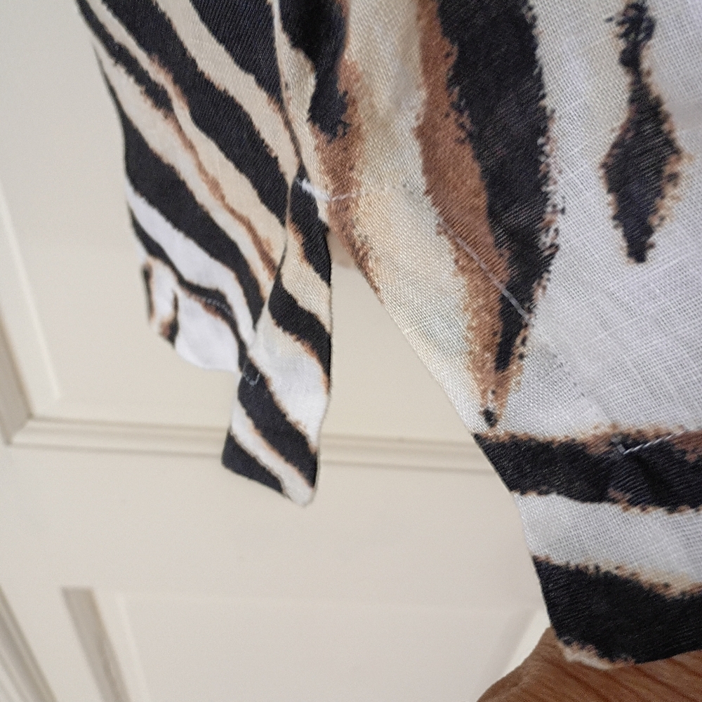 JM Collection Women's Zebra-Print Blouse - Black and Cream - Picture 3 of 5